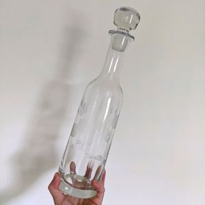 LARGE FLORAL ETCHED DECANTER